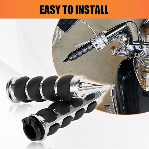 PSLER Universal Motorcycle Handlebar Grips - Non-Slip Rubber Grips for Cruiser, Touring, Sportster, Compatible with Road King Road Glide Street Glide Electra Glide Standard CVO in Kuwait