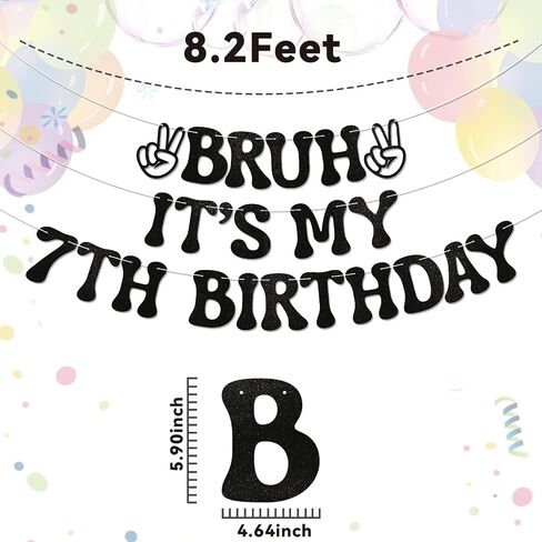 Bruh It's My Birthday Banner - Boy Birthday Party Decor, Teen Boy Party Sign, Funny Bruh Birthday Bunting Black Glitter in Kuwait