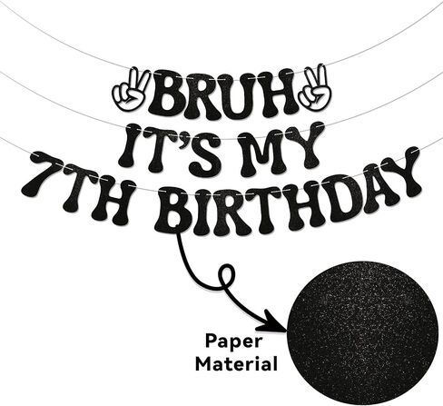 Bruh It's My Birthday Banner - Boy Birthday Party Decor, Teen Boy Party Sign, Funny Bruh Birthday Bunting Black Glitter in Kuwait