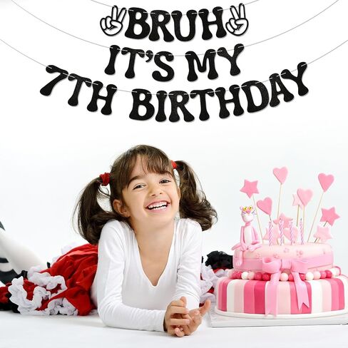Bruh It's My Birthday Banner - Boy Birthday Party Decor, Teen Boy Party Sign, Funny Bruh Birthday Bunting Black Glitter in Kuwait