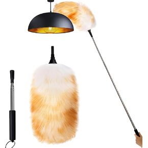 Lambswool Feather Duster with Extension Pole up to 97inch,Extendable Feather Duster Used for Cleaning High Ceiling Fan, High Ceilings,Furniture,Hard to Reach Areas in Saudi Arabia