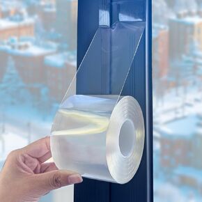White Window Weather Sealing Tape,Window Draft Isolation Sealing Film Tape,Window AC Seal Air Conditioner Sealing Tape No Residue, Self Adhesive for Keep Out Cold Air Dust Rain, Waterproof in Kuwait