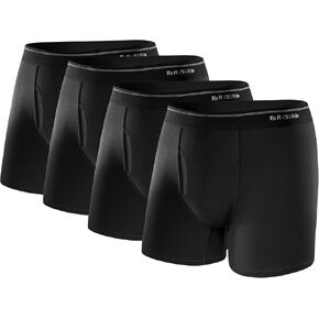 Brisira Big and Tall Boxer ملخصات للرجال Men Bamboo Viscose Moisture Wicking Treptable لا ركوب الملابس الداخلية مع Fly 4 Pack in Kuwait
