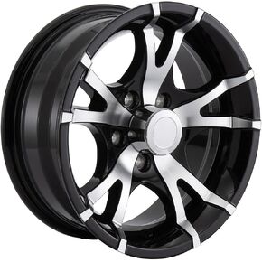 RecPro Trailer Rim Wheel Aluminum Black Machine Finish 14 x 5.5 5 Lug on 4.5 in. in Kuwait