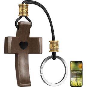 Wooden Cross Keychain - Cross My Heart, Cross Fidget Wood, Handheld Pocket Cross Key Chain, Includes Organza Bag in Kuwait