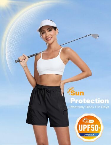 MAGCOMSEN Women's 5" Hiking Cargo Shorts UPF 50+ Lightweight Quick Dry Summer Golf Athletic Casual Shorts 4 Pockets in Saudi Arabia