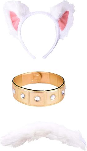 Disney Aristocats Duchess Costume Kit - Headband, Collar, & Tail, Gold Finish, Faux Gems, Officially Licensed in Saudi Arabia