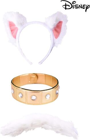 Disney Aristocats Duchess Costume Kit - Headband, Collar, & Tail, Gold Finish, Faux Gems, Officially Licensed in Saudi Arabia