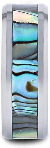 Waimea - Men's Tungsten Wedding Ring Band with Mother-of-Pearl Inlay - 4mm – 10mm in Saudi Arabia