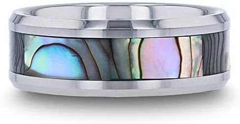 Waimea - Men's Tungsten Wedding Ring Band with Mother-of-Pearl Inlay - 4mm – 10mm in Saudi Arabia