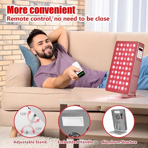 Red Light Therapy for Face and Body - Infrared Red Light Therapy Panel with Stand, Remote & 5 Wavelength - Led 660nm Red Light & 850nm Near Infrared Light Therapy Lamp Device at Home for Face & Body in Saudi Arabia