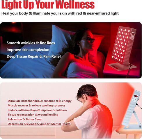 Red Light Therapy for Face and Body - Infrared Red Light Therapy Panel with Stand, Remote & 5 Wavelength - Led 660nm Red Light & 850nm Near Infrared Light Therapy Lamp Device at Home for Face & Body in Saudi Arabia