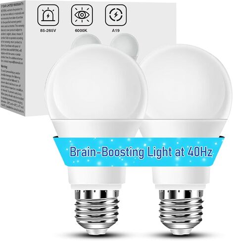 40Hz Therapy Light Bulb – Improve Focus, Memory & Mood for Seniors – Easy to Use | 85–265V Wide Voltage | E26 Base| 6000K Daylight | No Headache | Easy Daily Use in Saudi Arabia