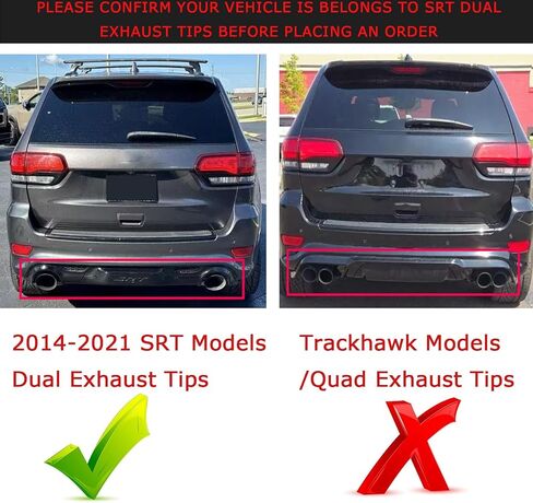 Rear Bumper Diffuser 3Pcs for Jeep Grand Cherokee SRT 2014 2015 2016 2017 2018 2019 2020 2021 Rear Lower Bumper Lip Diffuser Spoiler (Glossy Black) in Saudi Arabia