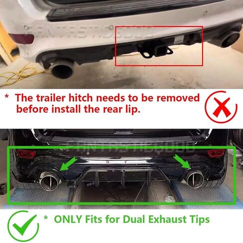 Rear Bumper Diffuser 3Pcs for Jeep Grand Cherokee SRT 2014 2015 2016 2017 2018 2019 2020 2021 Rear Lower Bumper Lip Diffuser Spoiler (Glossy Black) in Saudi Arabia