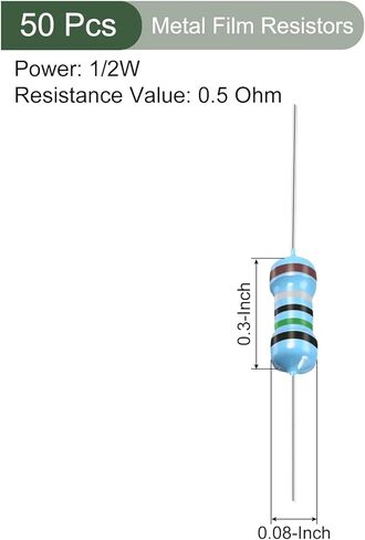 YOKIVE 50 PCS Metal Film Resistors, 150 Ohm Resistor with 1/2W 1% Tolerance, Lead, Good for DIY Electronic Projects (5 Color Bands, 8.5mm±1mm) in Kuwait