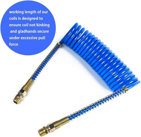 15 FT Air Brake Line Hose Coil Assembly with Glad Hands &Rubber Seals & Grips for Semi Truck Air Line Blue & Red Trailer Hoses 1/2" NPT Fittings with 12" leads in Saudi Arabia