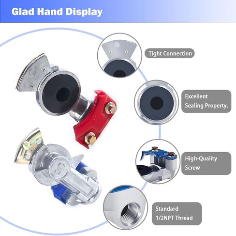 15 FT Air Brake Line Hose Coil Assembly with Glad Hands &Rubber Seals & Grips for Semi Truck Air Line Blue & Red Trailer Hoses 1/2" NPT Fittings with 12" leads in Saudi Arabia