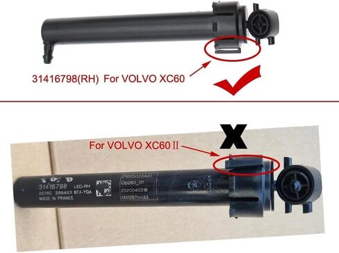 31416798 31416797 Front Headlamp Headlight Cleaning Washer Spray Nozzle Jet Actuator for Volvo XC60 2018 2019 2020 2021(Black-Set) in Saudi Arabia