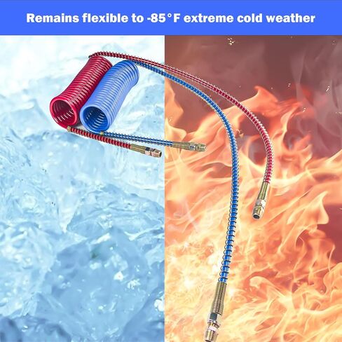 15 FT Air Brake Line Hose Coil Assembly with Glad Hands &Rubber Seals & Grips for Semi Truck Air Line Blue & Red Trailer Hoses 1/2" NPT Fittings with 12" leads in Saudi Arabia