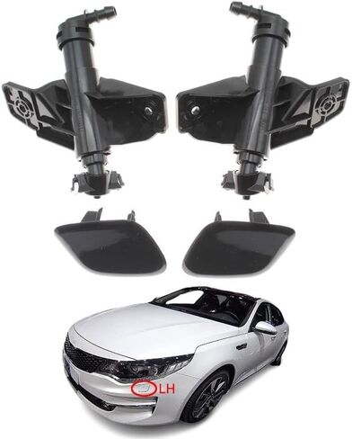 Front Headlight Washer Nozzle Headlamp Cleaning Spray Pump+ Cover Cap for KIA Optima K5 2015 2016 2017 18 98671-D4000 98672D4000(Set) in Saudi Arabia