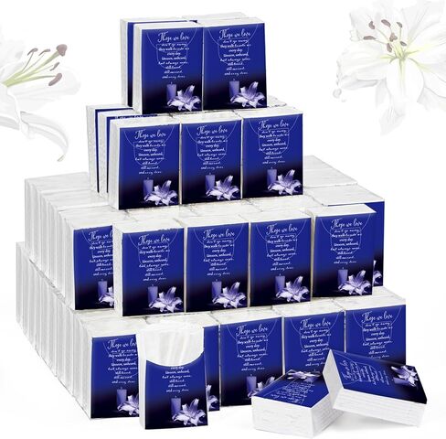 100 Packs Memorial Facial Tissues Those We Love Don't Go Away Inspirational Poem Pocket Tissues 3 Ply Tissue Napkins Packs Funerals Wedding Supplies for Family Relatives Guests, 700 Sheets (Cardinal) in Saudi Arabia