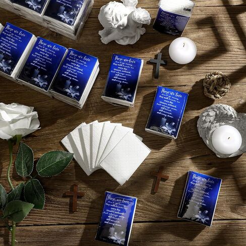 100 Packs Memorial Facial Tissues Those We Love Don't Go Away Inspirational Poem Pocket Tissues 3 Ply Tissue Napkins Packs Funerals Wedding Supplies for Family Relatives Guests, 700 Sheets (Cardinal) in Saudi Arabia