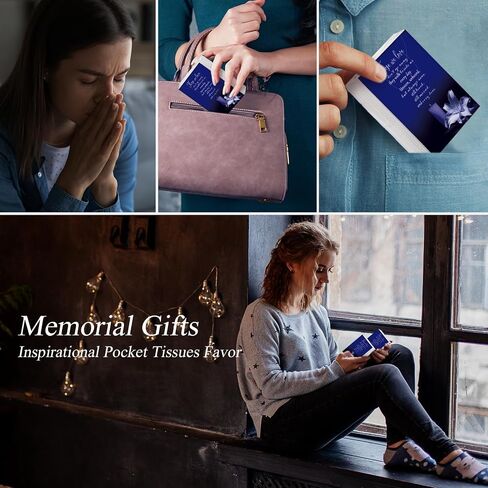 100 Packs Memorial Facial Tissues Those We Love Don't Go Away Inspirational Poem Pocket Tissues 3 Ply Tissue Napkins Packs Funerals Wedding Supplies for Family Relatives Guests, 700 Sheets (Cardinal) in Saudi Arabia
