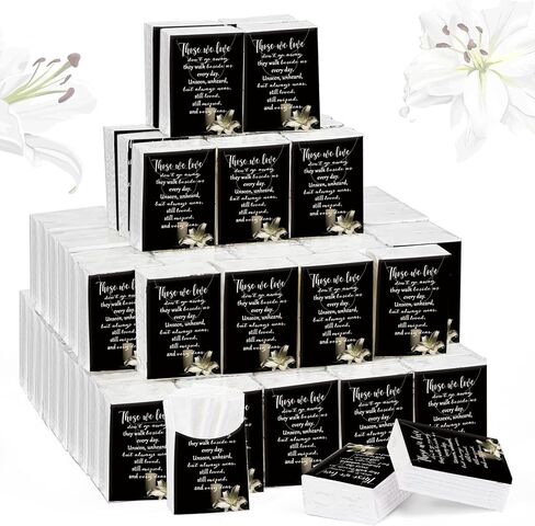 100 Packs Memorial Facial Tissues Those We Love Don't Go Away Inspirational Poem Pocket Tissues 3 Ply Tissue Napkins Packs Funerals Wedding Supplies for Family Relatives Guests, 700 Sheets (Cardinal) in Saudi Arabia