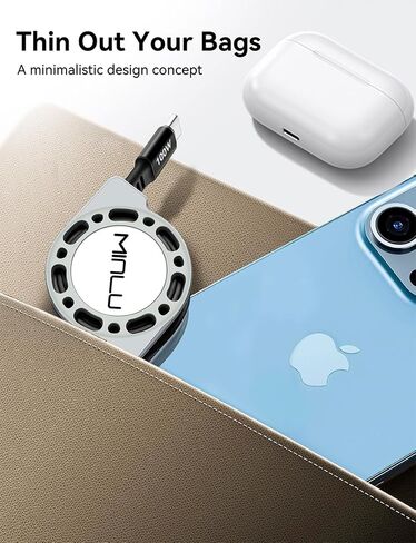 Retractable USB C to USB C Cable(4ft, 2Pack),100W USB C to C Fast Charging Cord, Type C Charger Cable for iPhone 16/15 Series Samsung Galaxy S24 S21 S10 Note 10 MacBook iPad Kindle More in Kuwait