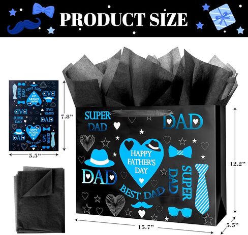 ysmile Large Gift Bag with Wrapping Tissue for Father Day 12.6" - Best Dad in Kuwait