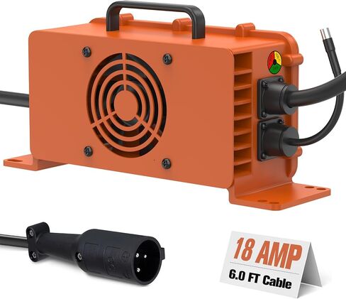 تمت ترقيته 48 فولت عربة جولف شاحن ، 48 فولت 18AMP شاحن سليمة ذكية لبطارية حمض الرصاص للسيارة مع 3 دبوس جولة PLIC IP67 مقاومة للماء in Kuwait