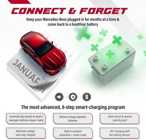 شاحن بطارية JMR لـ Mercedes-Benz AMG GT S Class G E C GLE CLS جميع النماذج المتساقطة لمكيف الشاحن (منفذ 12V CIG ، إضافة وضع الليثيوم) in Kuwait