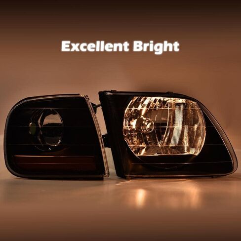 PIT66 Headlight Assembly Halogen Compatible with Ford F150 1998 1999 2000 2001 2002 2003/2004 F150 Heritage/Fit 1997-2002 Expedition/Fit 1998-1999 F250 w/Bulbs Clear Lens Headlamp Replacement in Saudi Arabia
