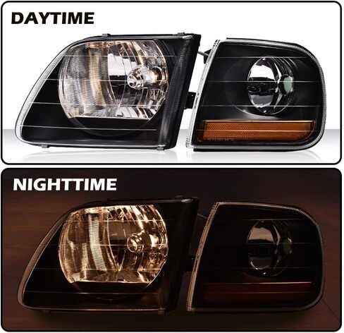 PIT66 Headlight Assembly Halogen Compatible with Ford F150 1998 1999 2000 2001 2002 2003/2004 F150 Heritage/Fit 1997-2002 Expedition/Fit 1998-1999 F250 w/Bulbs Clear Lens Headlamp Replacement in Saudi Arabia