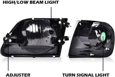 PIT66 Headlight Assembly Halogen Compatible with Ford F150 1998 1999 2000 2001 2002 2003/2004 F150 Heritage/Fit 1997-2002 Expedition/Fit 1998-1999 F250 w/Bulbs Clear Lens Headlamp Replacement in Saudi Arabia