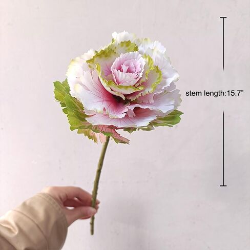 2Pcs Artificial Faux Cabbage Rose Flowers Stems Fake Silk Flower Branch for Home Decoration Wedding Kitchen Decoration (White) in Saudi Arabia