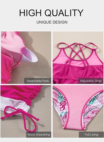 Aleumdr Womens Tankini Swimsuits Athletic Two Piece Tummy Control Bathing Suits Modest Tank Tops with Print Bottoms in Saudi Arabia
