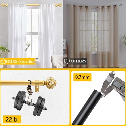 Curtain Rods for Windows,1 Inch Adjustable Window Curtain Rod, Curtain Rod Set with Luxury Crystal Translucent Finials for Bedroom, Living Room (Black, 28-80in) in Kuwait