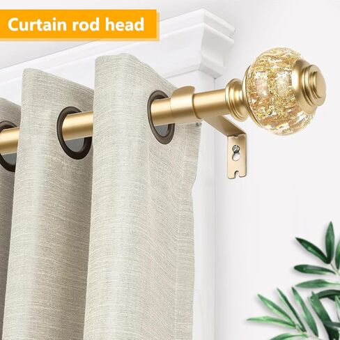 Curtain Rods for Windows,1 Inch Adjustable Window Curtain Rod, Curtain Rod Set with Luxury Crystal Translucent Finials for Bedroom, Living Room (Black, 28-80in) in Kuwait