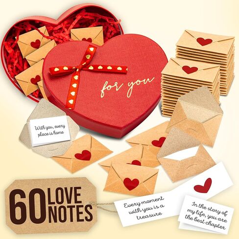 60 Love Notes For Him Her - Valentines For Him, Cute Couple Gifts For Boyfriend Birthday Gift Ideas, Mini Envelopes Lunch Notes For Husband, Long Distance Relationship Gifts For Girlfriend in Kuwait