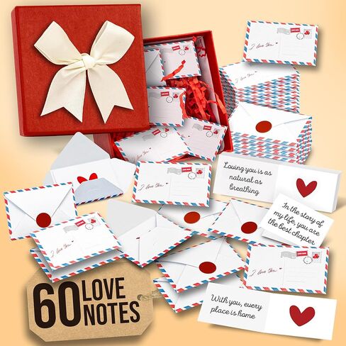 60 Love Notes For Him Her - Valentines For Him, Cute Couple Gifts For Boyfriend Birthday Gift Ideas, Mini Envelopes Lunch Notes For Husband, Long Distance Relationship Gifts For Girlfriend in Kuwait