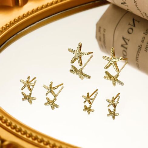 Ritach Gold Stud Earrings for Women Trendy 14K Gold Hypoallergenic Small Earrings for multiple piercing in Saudi Arabia