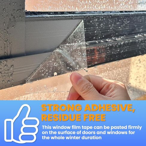 White Window Weather Sealing Tape,Window Draft Isolation Sealing Film Tape,Window AC Seal Air Conditioner Sealing Tape No Residue, Self Adhesive for Keep Out Cold Air Dust Rain, Waterproof in Kuwait