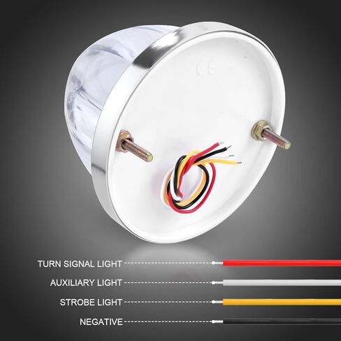 2PCS Dual Color Big LED Watermelon Lights, 3 Inch Clear Lens Yellow White 5W LED Side Marker Turn Signal Lights with Bezel for F-reightliner K-enworth P-eterbilt Trailer Semi Trucks in Kuwait