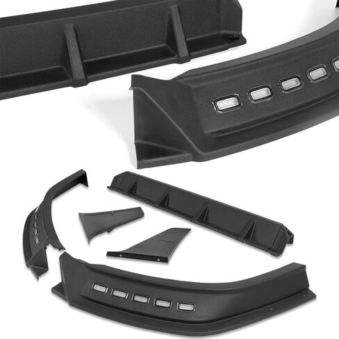 Front Bumper Lip Compatible with Ford Maverick Pickup Truck 2022-2024, Front Lip Spoiler Air Chin Body Kit Splitter, Matt Black ABS, STP-Style, Sequential LED Running Light in Saudi Arabia