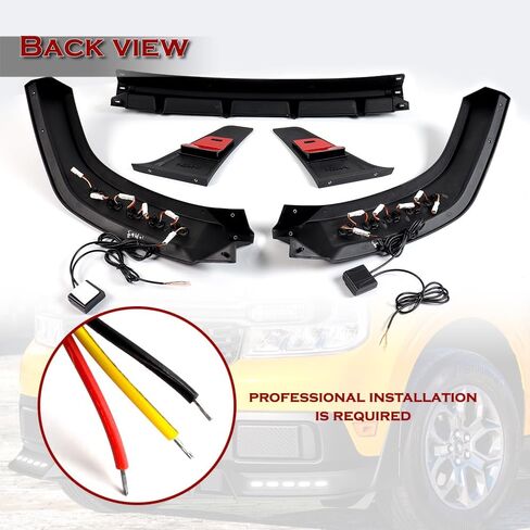 Front Bumper Lip Compatible with Ford Maverick Pickup Truck 2022-2024, Front Lip Spoiler Air Chin Body Kit Splitter, Matt Black ABS, STP-Style, Sequential LED Running Light in Saudi Arabia