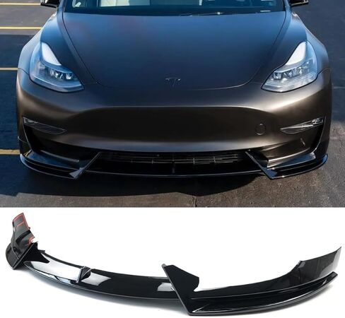 Front Bumper Lip for Model 3 2017-2023 Premium ABS Body Kit Mods Accessories (Style A, Glossy Black) in Saudi Arabia