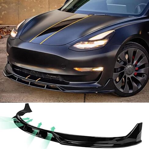 Front Bumper Lip for Model 3 2017-2023 Premium ABS Body Kit Mods Accessories (Style A, Glossy Black) in Saudi Arabia