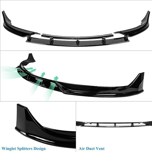 Front Bumper Lip for Model 3 2017-2023 Premium ABS Body Kit Mods Accessories (Style A, Glossy Black) in Saudi Arabia